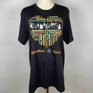 US National Park System T-Shirt, Heart, Nature, Gray, Size Medium